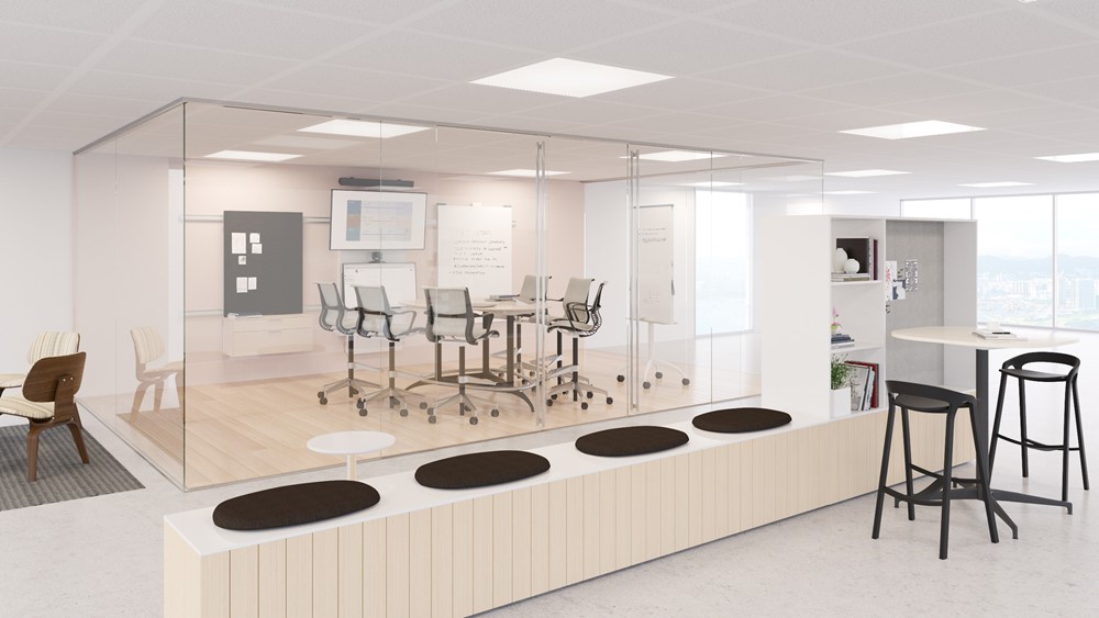 Mẫu vách kính cường lực không khung